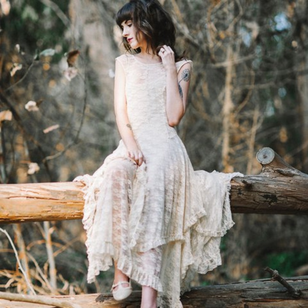 Free People French Courtship Lace Maxi Slip Dress